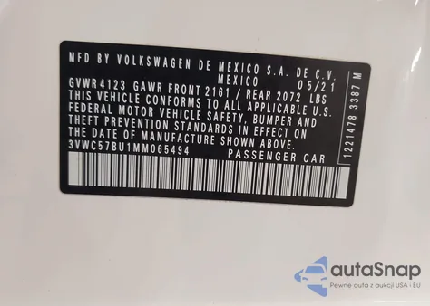 2021 Volkswagen Jetta 1.4T R-Line/1.4T S/1.4T Se from USA, damaged, VIN 3VWC57BU1MM065494